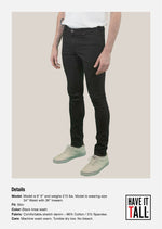 Have It Tall, Slim Fit Black Stretch Denim Jeans - Have it Tall Europe